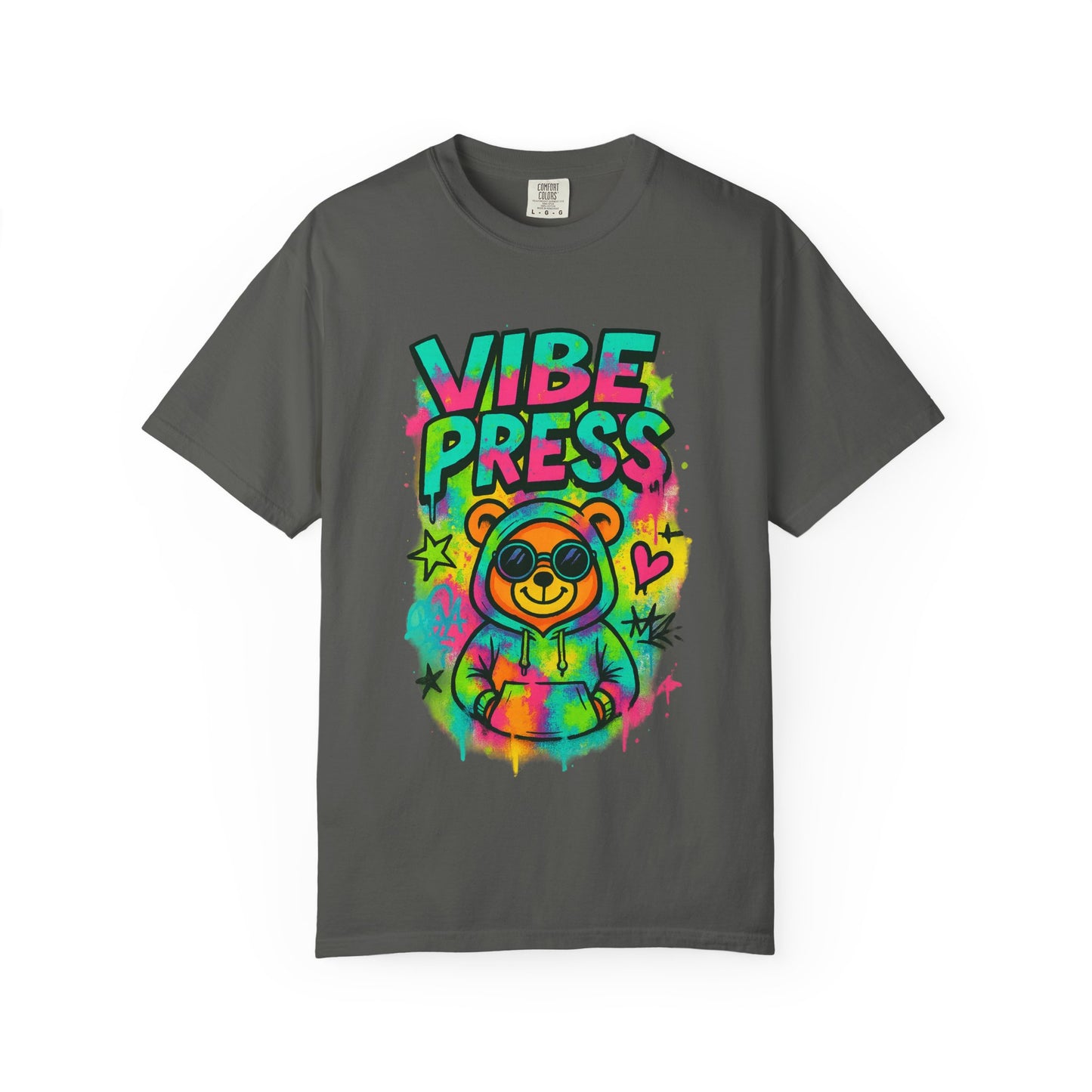 Colorful Bear Vibe T-Shirt | Unisex Garment-Dyed Tee for Chill Days, Cute Gift for Friends, Colorful Graphic Shirt, Trendy Casual Wear