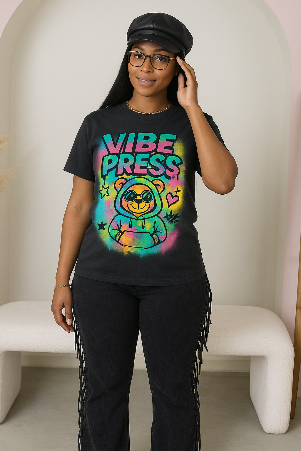 Colorful Bear Vibe T-Shirt | Unisex Garment-Dyed Tee for Chill Days, Cute Gift for Friends, Colorful Graphic Shirt, Trendy Casual Wear
