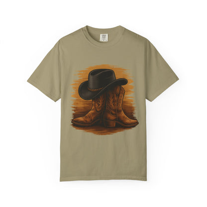 Cowboy Boots & Hat T-Shirt, Vintage Western Style Tee, Unisex Cowboy Apparel, Country Music Festival Shirt, Western Theme Gift