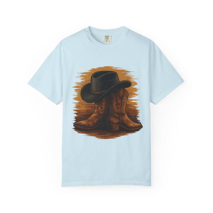 Cowboy Boots & Hat T-Shirt, Vintage Western Style Tee, Unisex Cowboy Apparel, Country Music Festival Shirt, Western Theme Gift