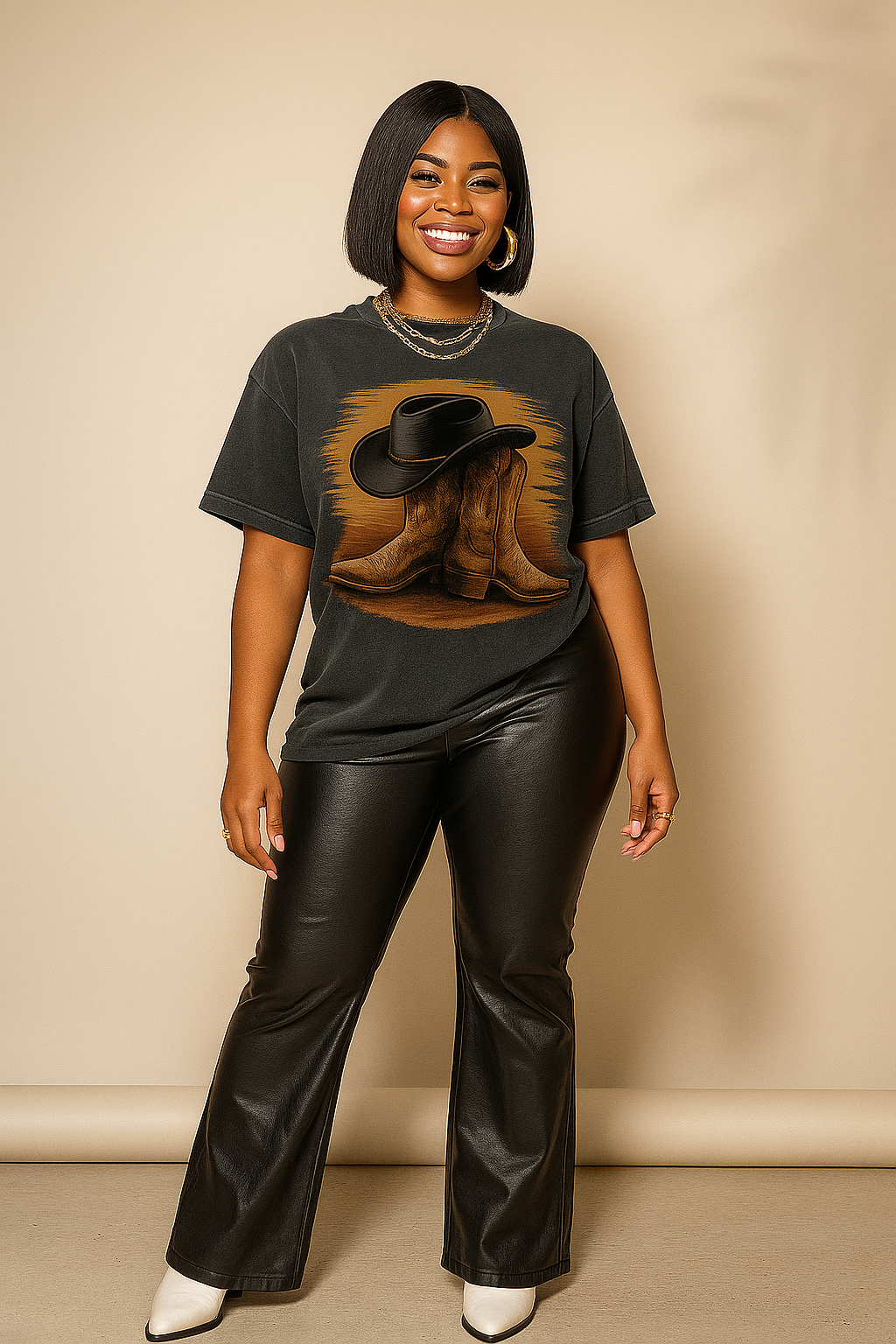Cowboy Boots & Hat T-Shirt, Vintage Western Style Tee, Unisex Cowboy Apparel, Country Music Festival Shirt, Western Theme Gift