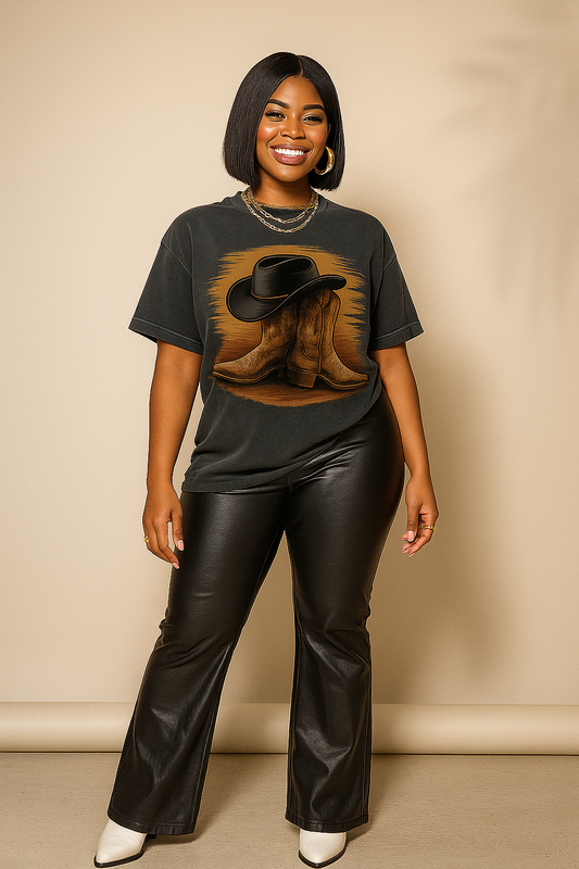 Cowboy Boots & Hat T-Shirt, Vintage Western Style Tee, Unisex Cowboy Apparel, Country Music Festival Shirt, Western Theme Gift