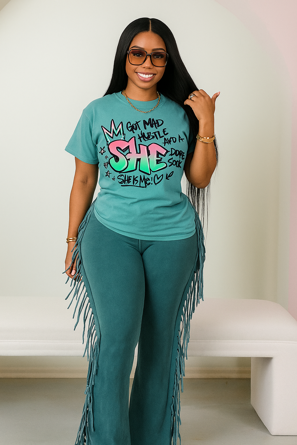 Empowering Statement Tee - She is Me, Motivational Gift, Graphic Shirt for Women, Casual Wear, Self-Love Apparel
