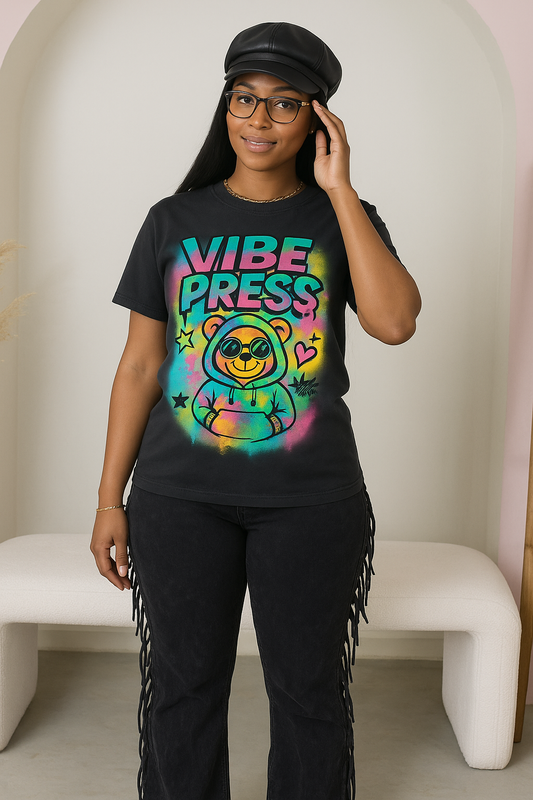 Colorful Bear Vibe T-Shirt | Unisex Garment-Dyed Tee for Chill Days, Cute Gift for Friends, Colorful Graphic Shirt, Trendy Casual Wear