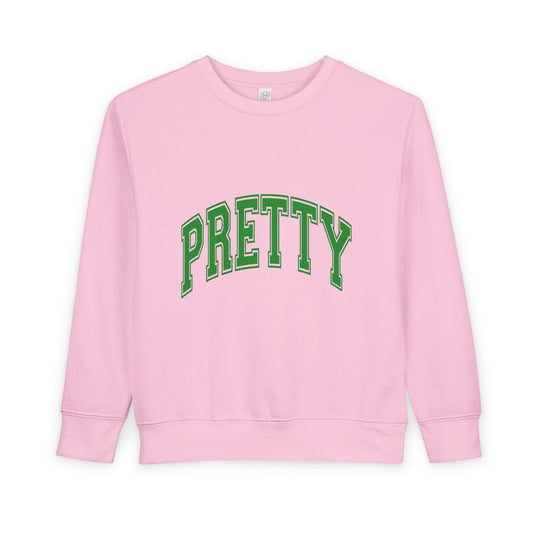 Cute Toddler Sweatshirt - Pretty Green Text, Kids Fashion, Gift for Toddlers, Birthday Present, Cozy Wear, Spring Outfit