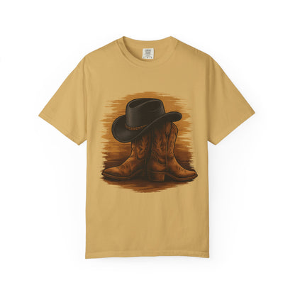 Cowboy Boots & Hat T-Shirt, Vintage Western Style Tee, Unisex Cowboy Apparel, Country Music Festival Shirt, Western Theme Gift